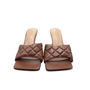 Charlotte Russe Brown Quilted Slide Sandals‎ Heeled Mules Size 6